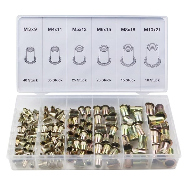 150 stk. assorteret stålskruenitter, M3-M10