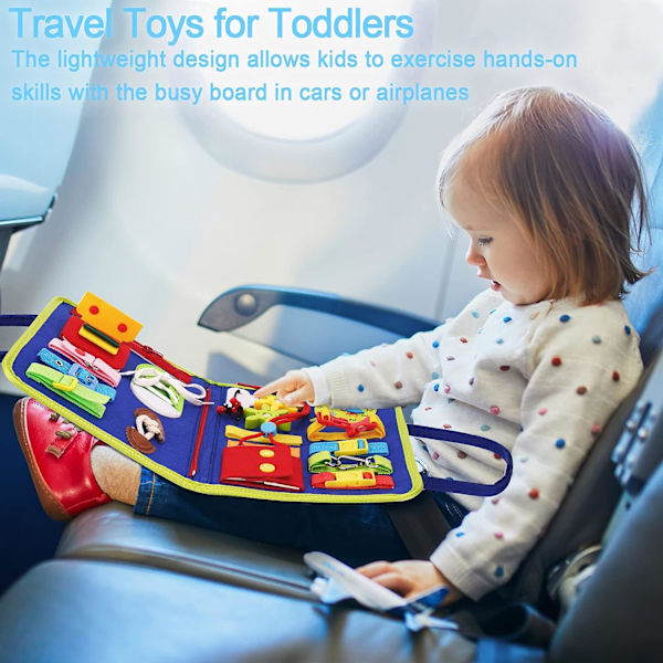 Travel Busy Board 3 Layer Montessori Sensory Toy Gift for 1 2 3 Year Old