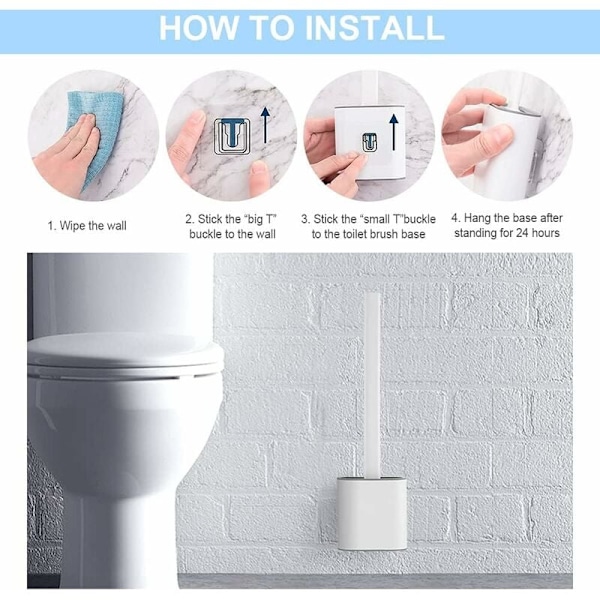 Silikon toalettborste platta - Toalettborste och hållare, Anti-dropp