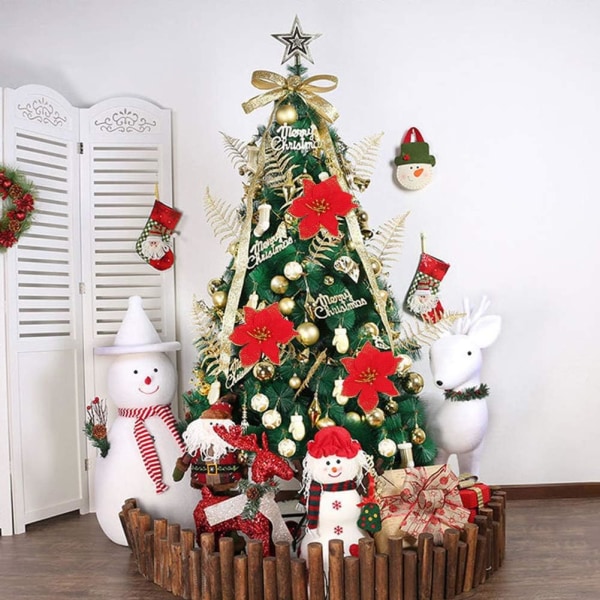 Julglitterblommor, 5,1 tum konstgjorda röda julstjärneblommor