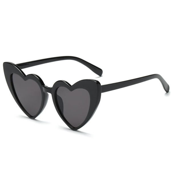 Sorte 2 stk hjerteformede solbriller for kvinner, mote elsker han