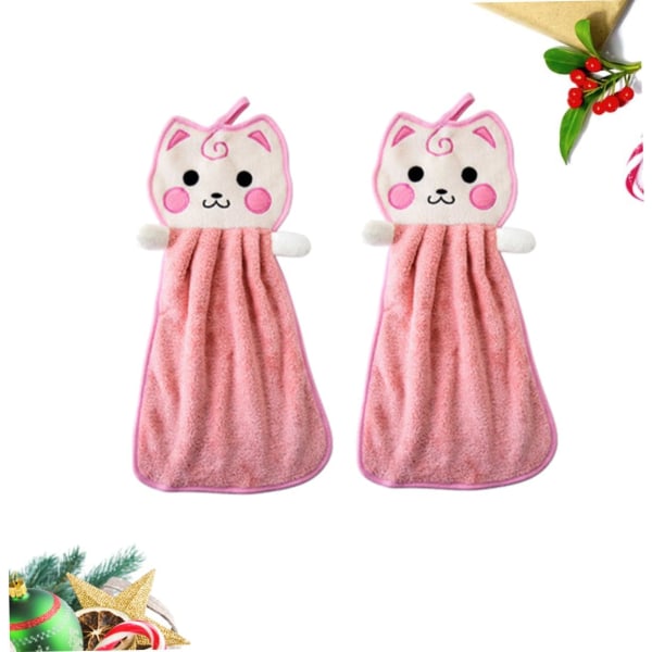 Barnebandana 2 stk Rosa Søte Håndklær Katt Hengehåndklær Kjøkken