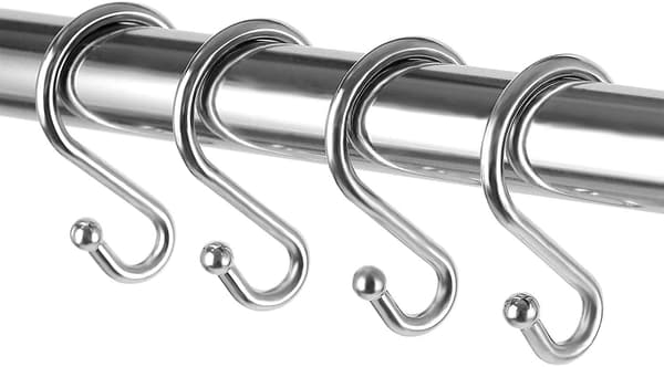 12-pakning metall S-formede rustfrie kroker for dusjgardiner, K