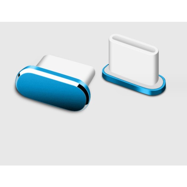 Blå 4 delar USB C dammplugg typ C cover Kompatibel med S
