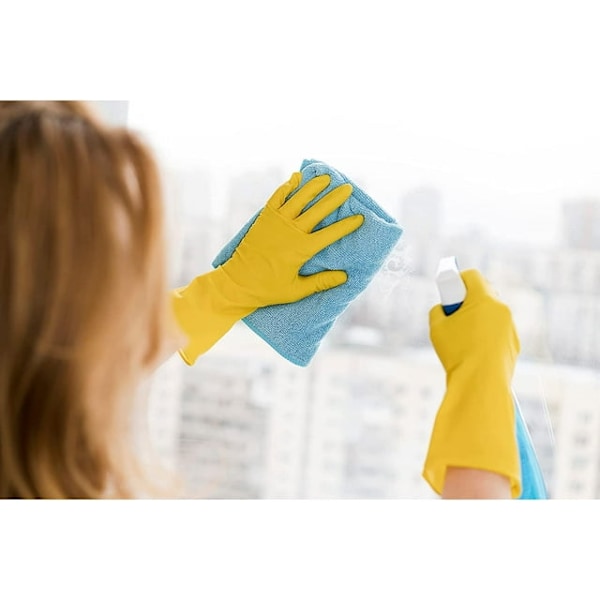 1 par gula rengöringshandskar i latex, individuellt förpackade