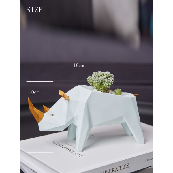 Rhino Planter Pot Patsas Arts Lahja Figurine Resin Veistos sisustus