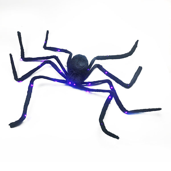 Valaistu musta karvainen hämähäkki/tarantula Halloween-koristeluun B