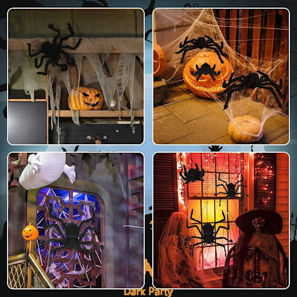 Halloween-hämähäkki, 3 kpl jättimäistä pelottavaa Halloween-hämähäkkiä, 75 cm, 60 cm,
