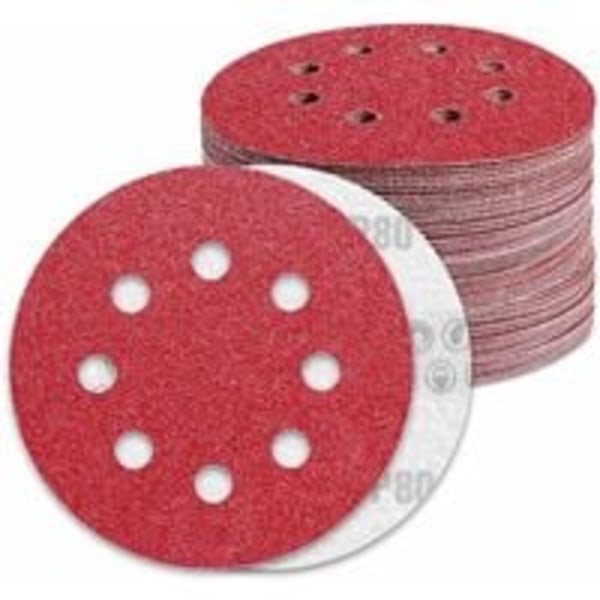 125mm Grinding Wheel Grit 80 Sandpaper 100pcs 8 Holes Eccentric S