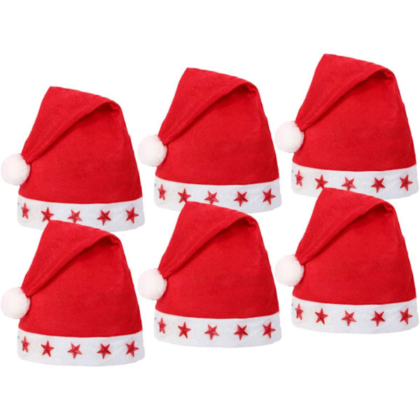 Santa Claus Hat Beanie (6 stk) (wm-15) Lys opp med LED for A