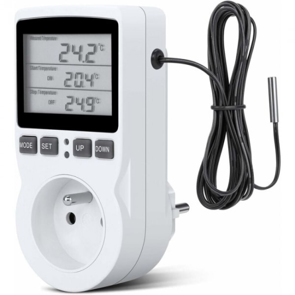 1 stk termostatstik, digital timer-stik, digital programmerbar