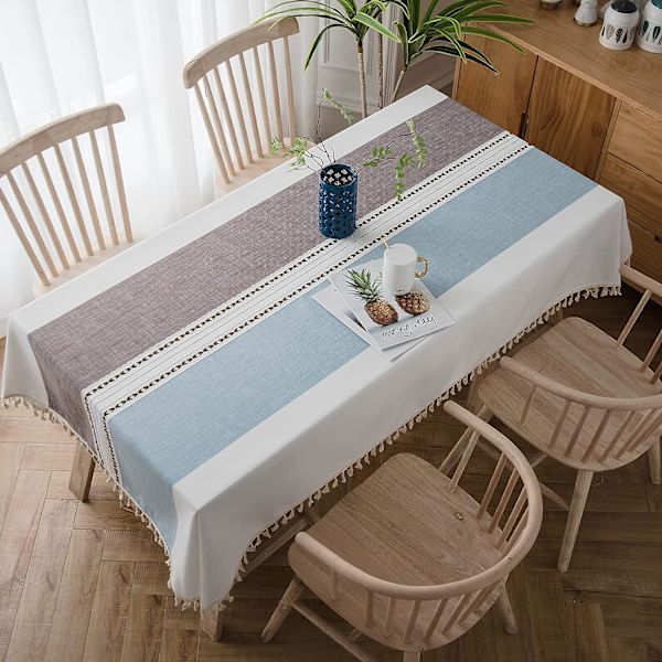 Rektangulär bordsduk i bomull och linne Jacquard dammsäker bordsduk
