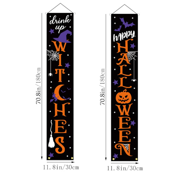 2 kpl Halloween-banneria, Halloween-eteisbannerilippu, Trick or