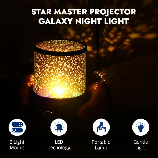 Projektor Galaxy Natlys i Sort – Farverig Tusmørke Romant