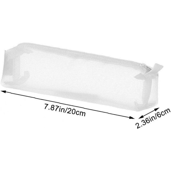 Vit pennfodral i mesh med dragkedja, transparent pennfodral i nylonmesh