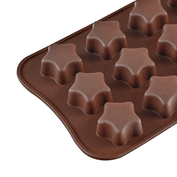 15 sammenhængende femkantede stjerneformede silikone chokolade flip dåse