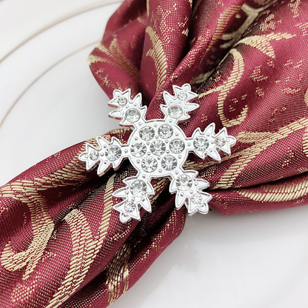 Blomservett Ringar med Spänne Rhinestone Blommor Metall Servett R