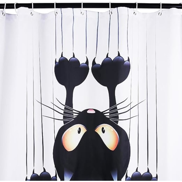 1 kpl Leashy Funny Cat DIY suihkuverho koukuilla (Musta kissa, 15