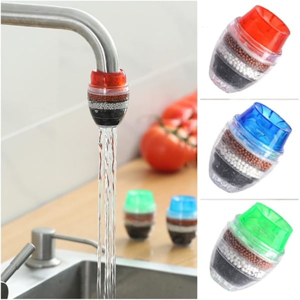 3-pack kranmonterat filter, kranvattenrenare, 5-lagers aktiverat