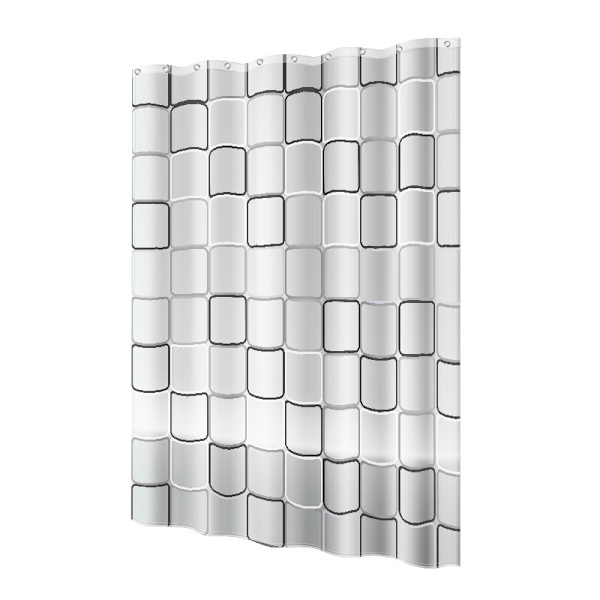 180 x 200 cm, Hvid Hurtigtørrende Bruseforhæng, Mugbestandig og Vandafvisende