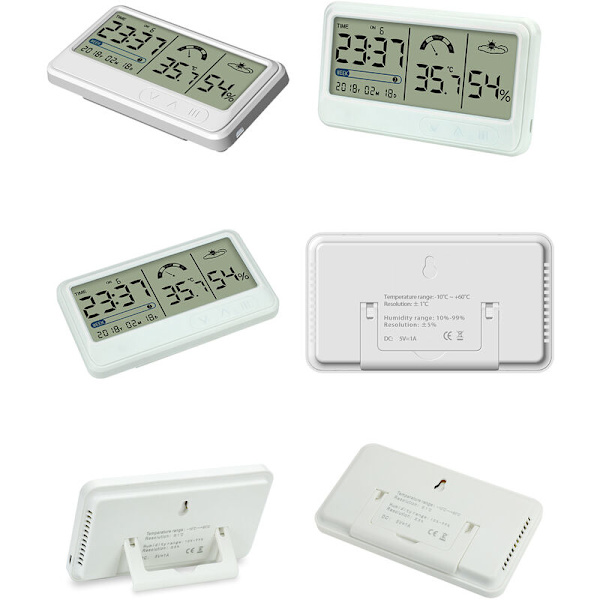 Digitalt hygrometer Elektronisk termo-hygrometer med LCD-skærm