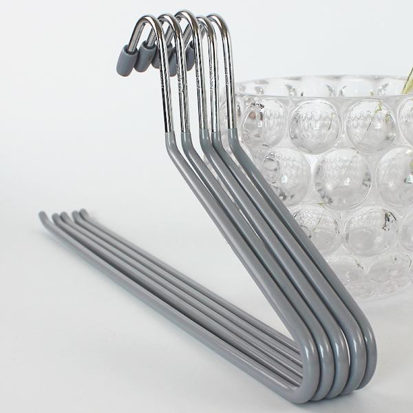 35cm 2 st, grå, halkfri metall PVC-belagd galge tjock tempe