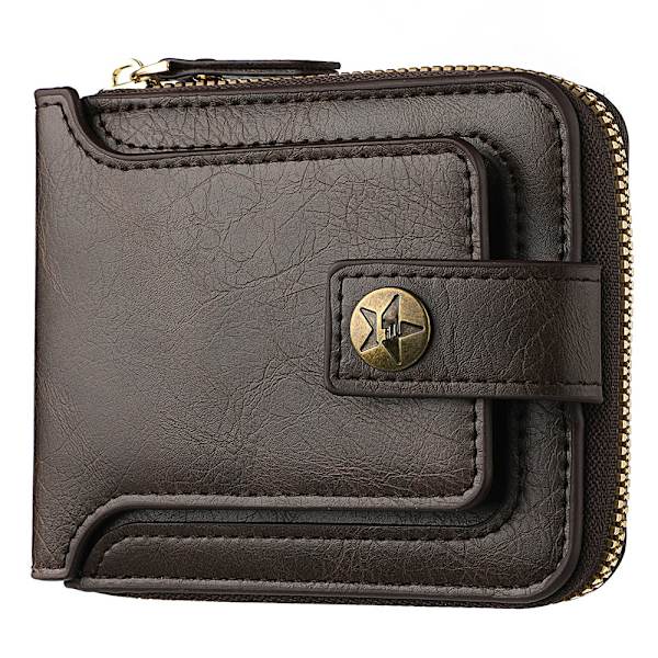 Kaffe-farget, retro PU-skinn, liten lommebok for menn, myntlomme