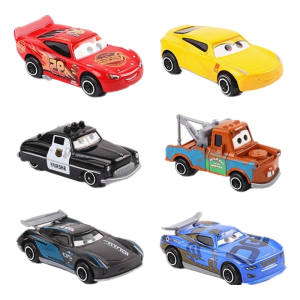 6 kpl/erä Kids Boys Mini Racer Lightning McQueen Master Alloy Slid