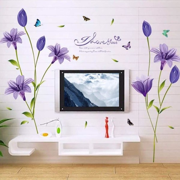 FLEURS de LYS veggdekor i lilla (160x85 cm) I floral lily pla