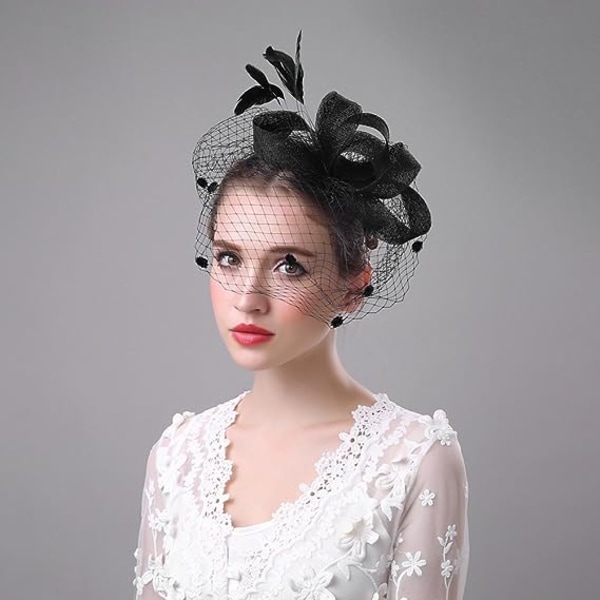 Retro Fascinator with Veil Woman Fascinator Small Party Hat Cerem