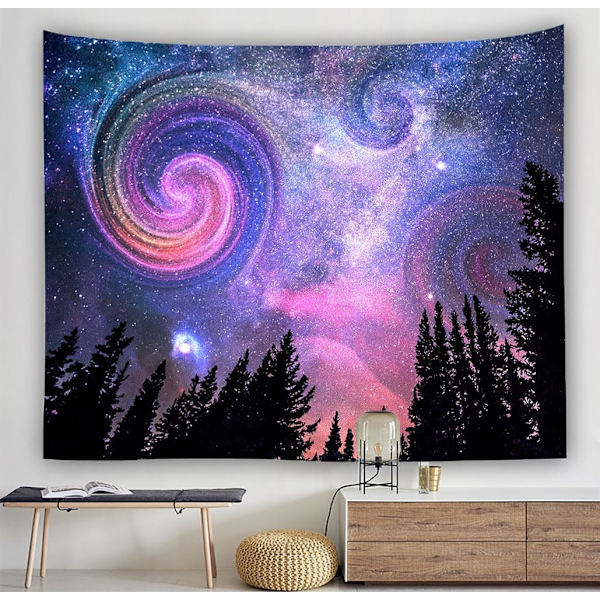 (150x200cm,59\"X79\") Metsä tähtitaivas seinävaate psykedeelinen P