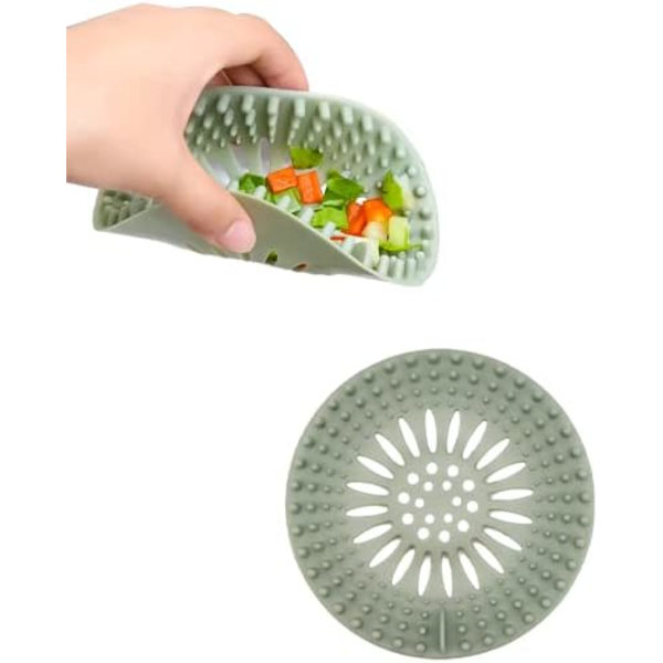 1 st grön silikonavloppsskydd, köksavloppsfilter, badkar