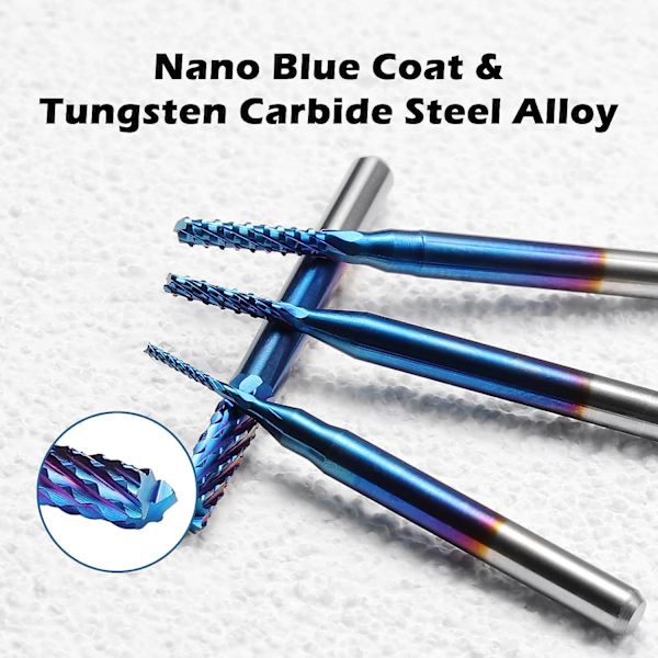 10 st Nano Blue Coat CNC-fräsar, 0,8-3 mm, 1/8 skaft