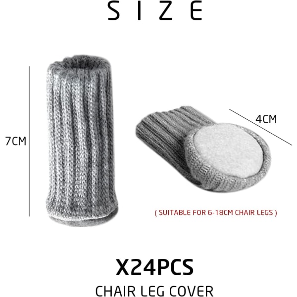(grå) 24 styks strikkede stolefodsbetræk, fortykket slid-res