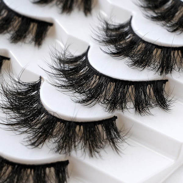 7 par falske øyevipper - 3D faux mink-Sort
