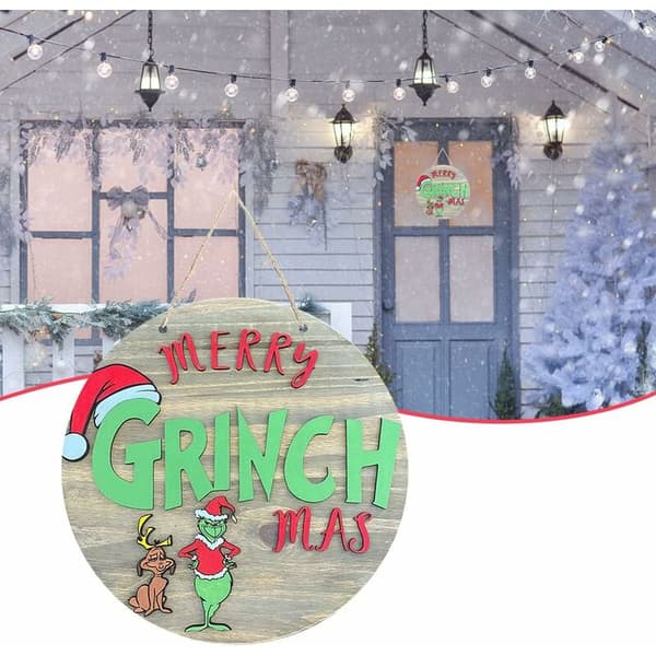 12 tommer Grinch julepynt, julevelkomstdørskilt,