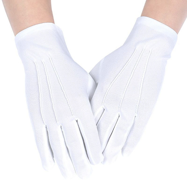 1 par vita handskar i nylon
