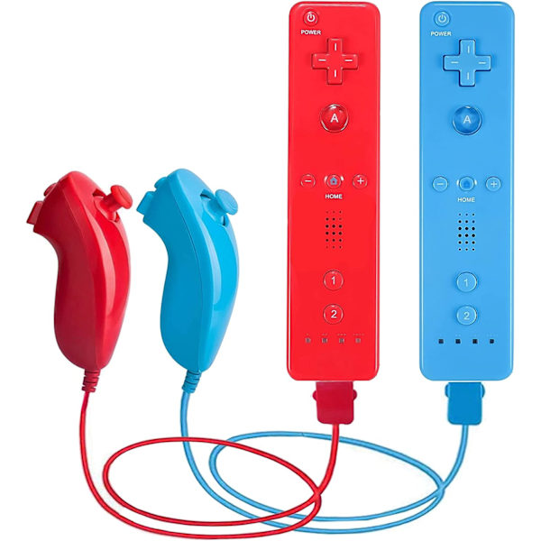 Sett med 2 kontrollere og Nunchuck-kontrollere for Wii/Wii U-konsoll