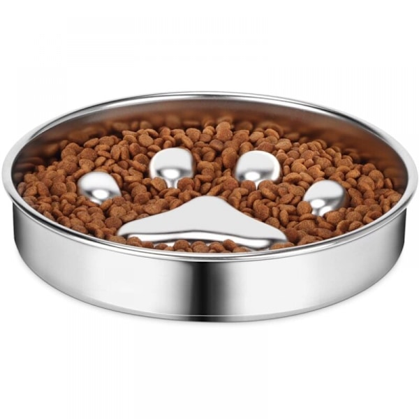 Rustfrit Stål Anti-Glutton Hundebolle, Langsom Foderhundebolle med