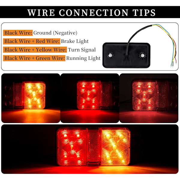 2 stk LED-baklys Multifunksjonell LED-tilhengerlys 12V Vanntet
