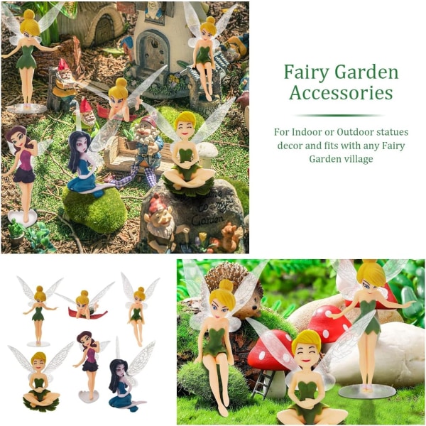 6 stk Elf Hagefigurer Engel Statue Hagefigurer Fe