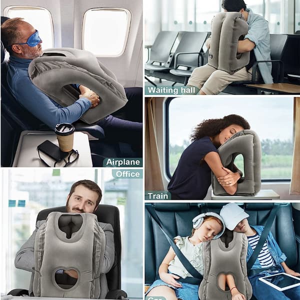 Oppustelig rejsepude til fly, nakkepude til søvn