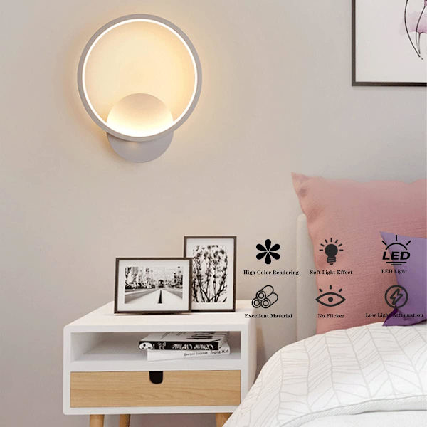 12W LED innendørs vegglampe, hvit firkantet design vegglampe, varm W