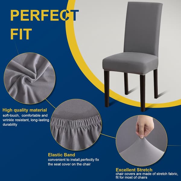 Stolsöverdrag - Alla Säsonger - Stretch Stolsöverdrag - 6-pack - Grå