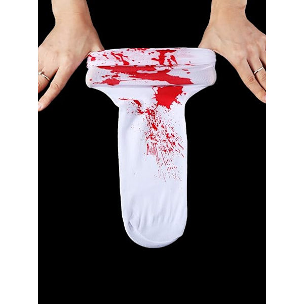 Blanc blodfläckade femmes Halloween cosplay bas, 2 höga bas
