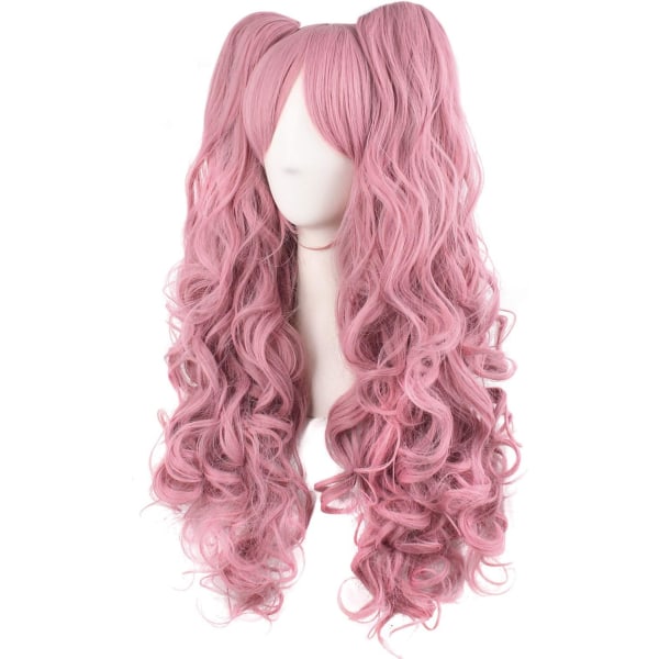 28\"/70cm Lång Lockig Flätad Damperuk (Rosa)