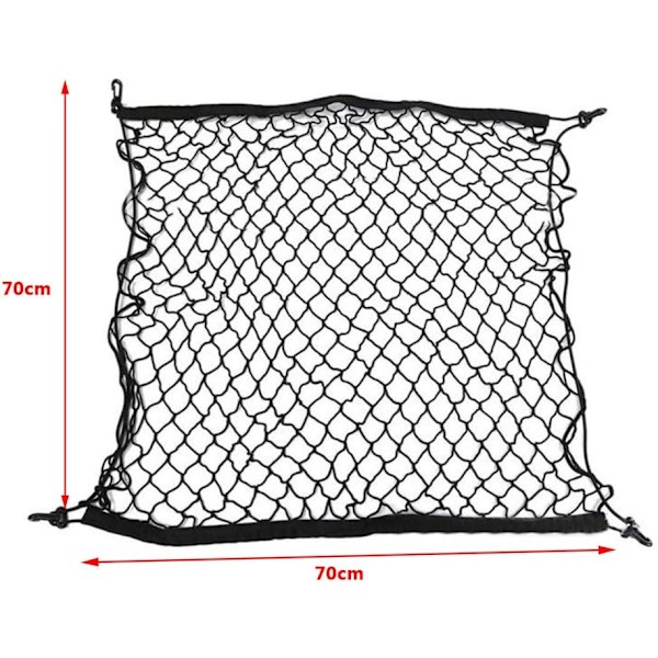 Mesh opbevaringsnet, 70 * 70cm bilopbevaringsnet stræk elastisk lastbil