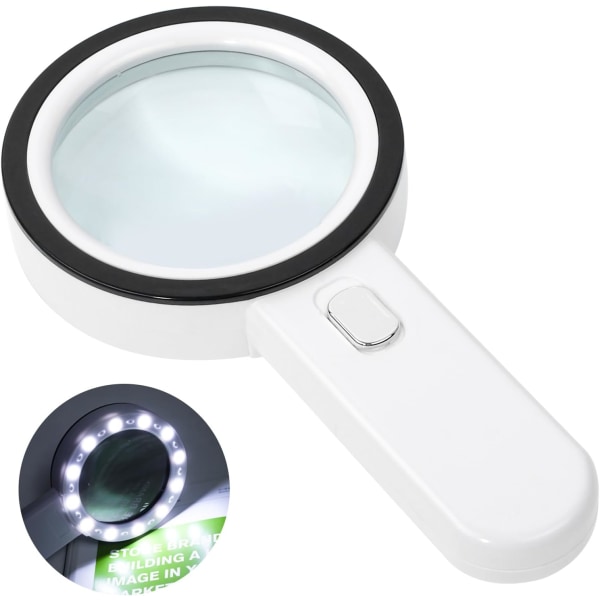 1 PC Lighted Reading Magnifier, 30X Magnifying Glass with 12 LED