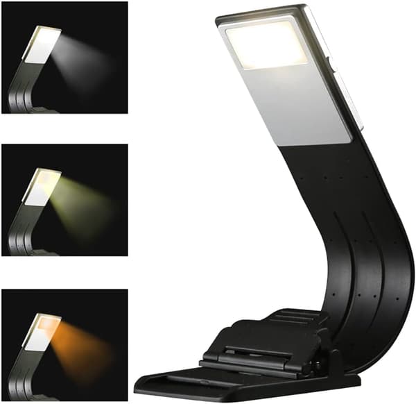 LED-lys leselampe usb, 3 farger leselys for lesing
