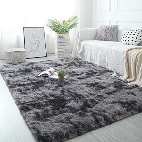 Fluffy plys tæppe, silkeagtig plys tæppe, fluffy indendørs tæppe, moderne ikke-